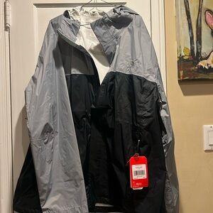 Men The North Face Venture Dryvent Waterproof Hooded Rain Jacket—Grey/Black XXXL